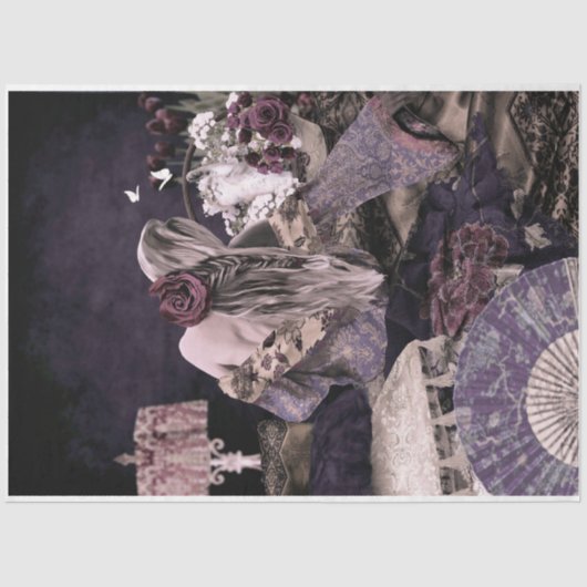 Papier Mousseline Boho Room Portrait Femme Kitten Floral (Recto)