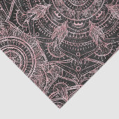 Papier Mousseline Boho Rose Gold Grey Mandala Design élégant (Détail)