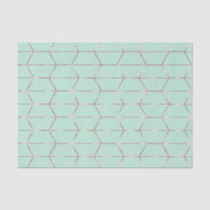 Papier Mousseline Boho Rose Hexagone Géométrique Or Glam Douce 16