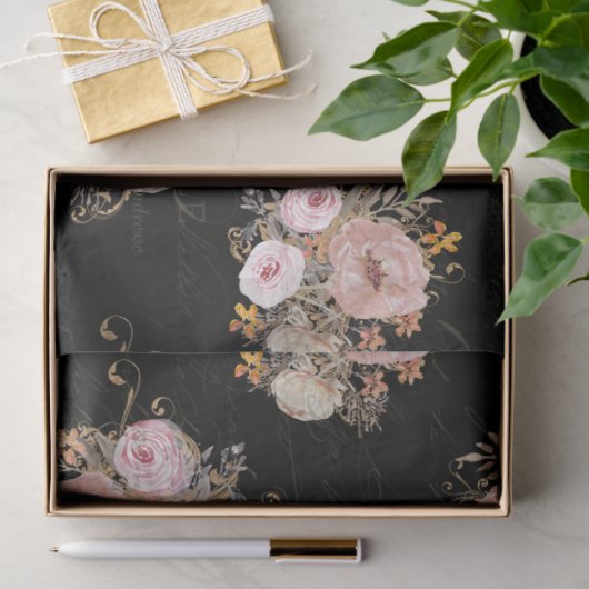 Papier Mousseline BOHO Script Ephemera Floral Aquarelle Découpage T (Cadeau)