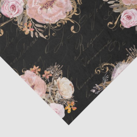 Papier Mousseline BOHO Script Ephemera Floral Aquarelle Découpage T (Détail)