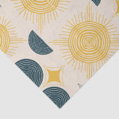 Papier Mousseline Boho Sun Moon Stars bleu jaune (Détail)