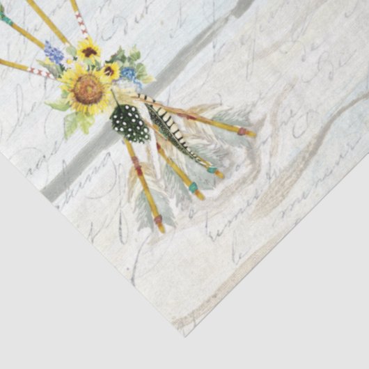 Papier Mousseline BOHO Tournesol Cerf Flore Flèches Découpage (Détail)