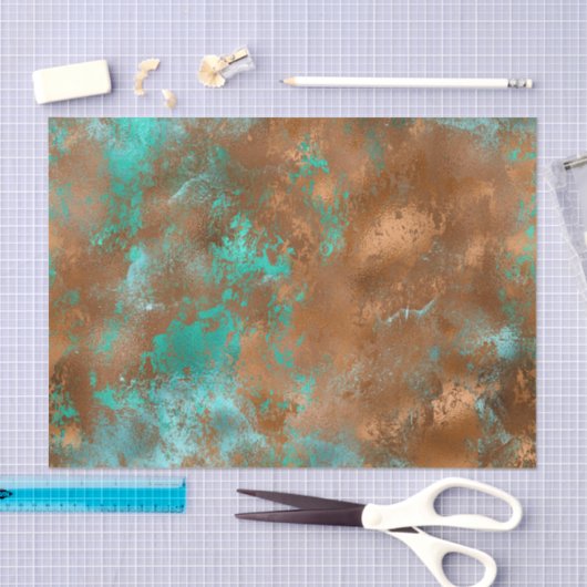 Papier Mousseline Boho Turquoise Cuivre Grunge (Artisanat)