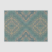 Papier Mousseline Boho Turquoise Et Beige Ancien En Danger (Recto)