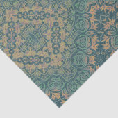 Papier Mousseline Boho Turquoise Et Beige Ancien En Danger (Détail)