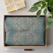 Papier Mousseline Boho Turquoise Et Beige Ancien En Danger (Cadeau)