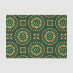 Papier Mousseline Boho vert et jaune Motif décoratif chic