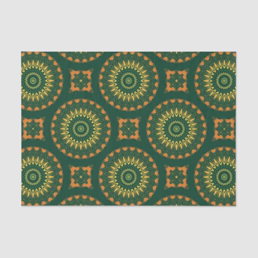 Papier Mousseline Boho vert et jaune Motif décoratif chic (Recto)