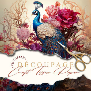 Papier Mousseline Boho Vintage Victorian Decoupage Peacock