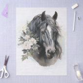 Papier Mousseline Boho Watercolor Floral Black Horse (Artisanat)
