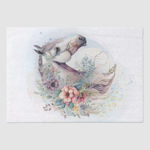 Papier Mousseline Boho Watercolor Floral Horse