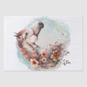 Papier Mousseline Boho Watercolor Floral Horse