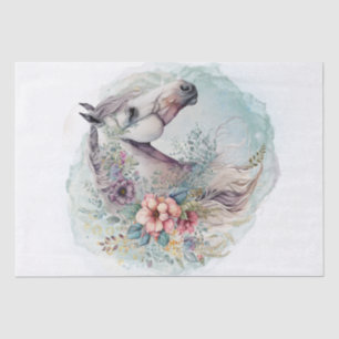 Papier Mousseline Boho Watercolor Floral Horse