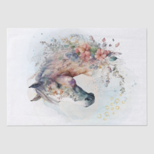 Papier Mousseline Boho Watercolor Floral Horse