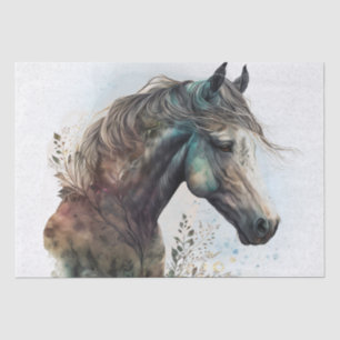 Papier Mousseline Boho Watercolor Floral Horse