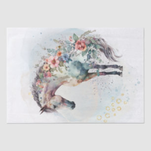 Papier Mousseline Boho Watercolor Floral Horse