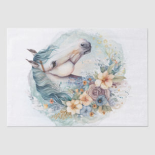 Papier Mousseline Boho Watercolor Floral Horse