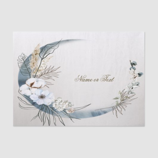 Papier Mousseline Boho White Orchidée Fleurs Blue Moon Elegant Party (Recto)