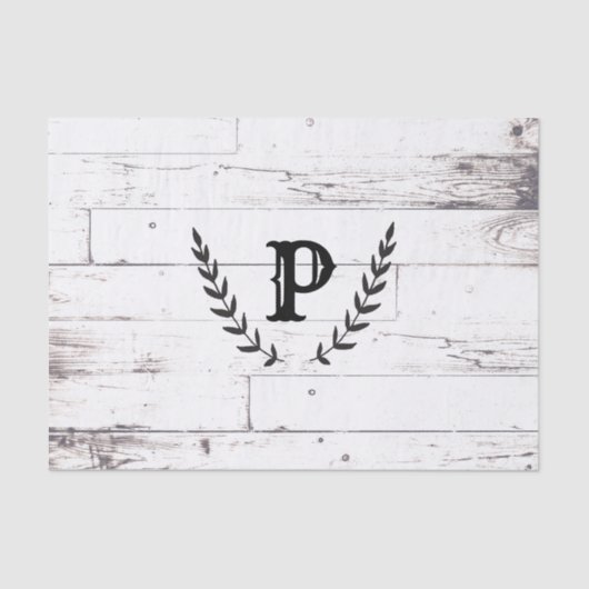 Papier Mousseline Bois blanc rustique Chic Laurel Mariage (Recto)