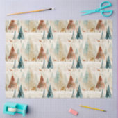 Papier Mousseline Bois d'hiver et cerfs (Artisanat)