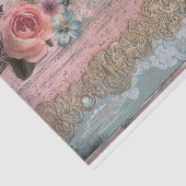 Papier Mousseline Bois rustique, Dentelle, Fleurs Pastel Découpage (Détail)