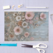 Papier Mousseline Bois rustique, Dentelle, Fleurs Pastel Découpage (Artisanat)