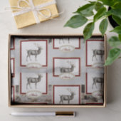 Papier Mousseline Bois rustique Elk / Reindeer Famille Monogramme ta (Cadeau)