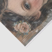 Papier Mousseline Bois rustique, Jeune fille, Fleur dans la décapage (Détail)