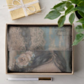 Papier Mousseline Bois rustique, Jeune fille, Fleur dans la décapage (Cadeau)