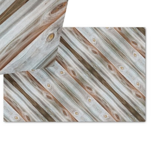 Papier Mousseline Bois vieilli rustique Brown et gris