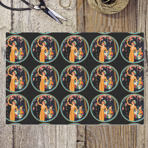 Papier Mousseline Boîte de Casquette vintage Lady Cherry Blossom Tre