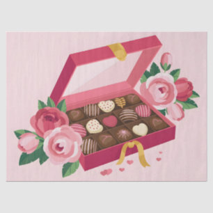 Papier Mousseline Boîte de chocolats de luxe avec roses roses