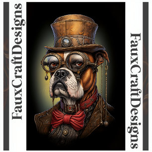 Papier Mousseline Boîte Steampunk Chien Boxer Découpage Gauche 117