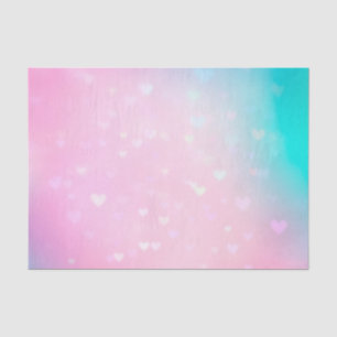 Papier Mousseline Bokeh Coeurs rose pâle Anniversaire