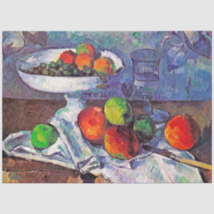 Papier Mousseline Bol à fruits, Verre et Pommes, Cézanne