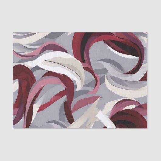 Papier Mousseline Bold Burgundy Brushstrokies sur Grey Arrière - pla (Recto)