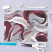 Papier Mousseline Bold Burgundy Brushstrokies sur Grey Arrière - pla (Artisanat)