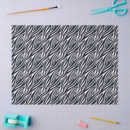 Papier Mousseline Bold Zebra Skin Motif noir & blanc ID1151 (Artisanat)