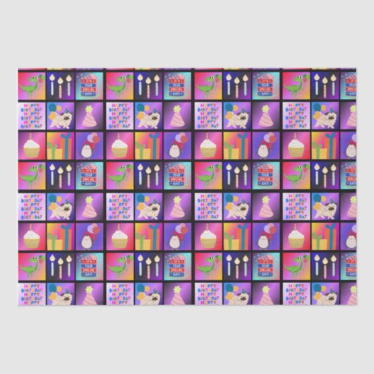 Papier Mousseline Bon papier d'emballage d'anniversaire (Recto)