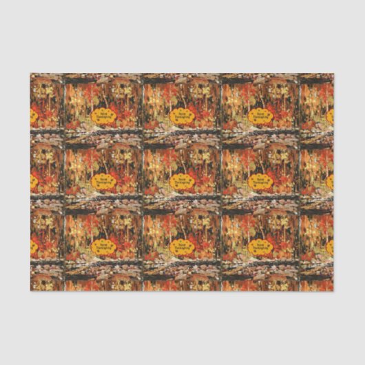 Papier Mousseline "Bon thanksgiving", couleurs d'automne (Recto)
