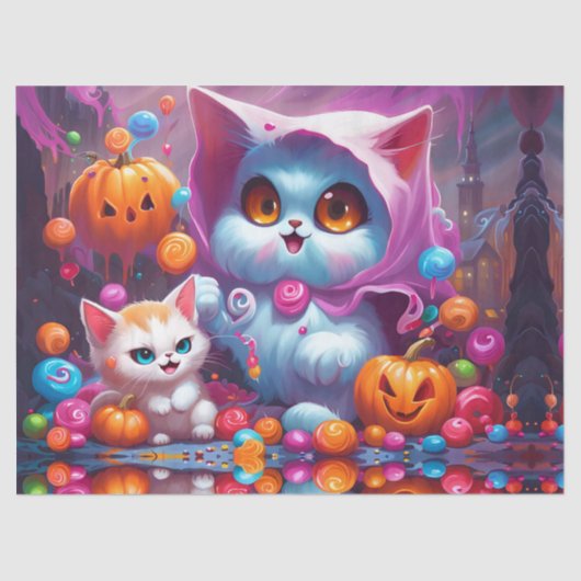 Papier Mousseline Bonbons Citrouilles Ghost Kittens (Recto)