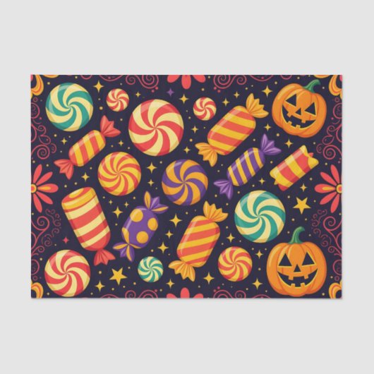 Papier Mousseline Bonbons Éffrayants funky et Jack-o-Lanterns Hallow (Recto)