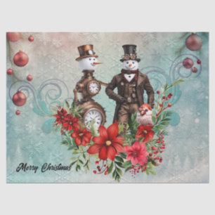 Papier Mousseline bonhomme de neige steampunk et femme de neige stea