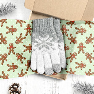 Papier Mousseline Bonhomme en pain d'épice vert menthe Noël
