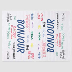 Papier Mousseline Bonjour Langues World Travel Colorée