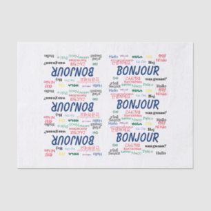 Papier Mousseline Bonjour Langues World Travel Colorée