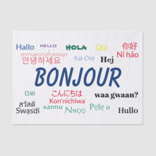 Papier Mousseline Bonjour Langues World Travel Colorée