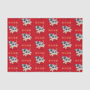 Papier Mousseline "Bonne année" en chinois Zodiac Ox