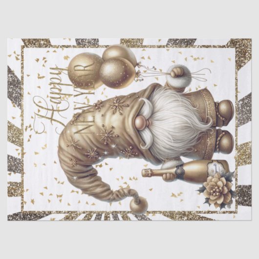 Papier Mousseline Bonne année Gnome (Recto)